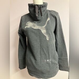 Puma Women’s Pullover Turtleneck Sweatshirt, Small, Gray/Cream